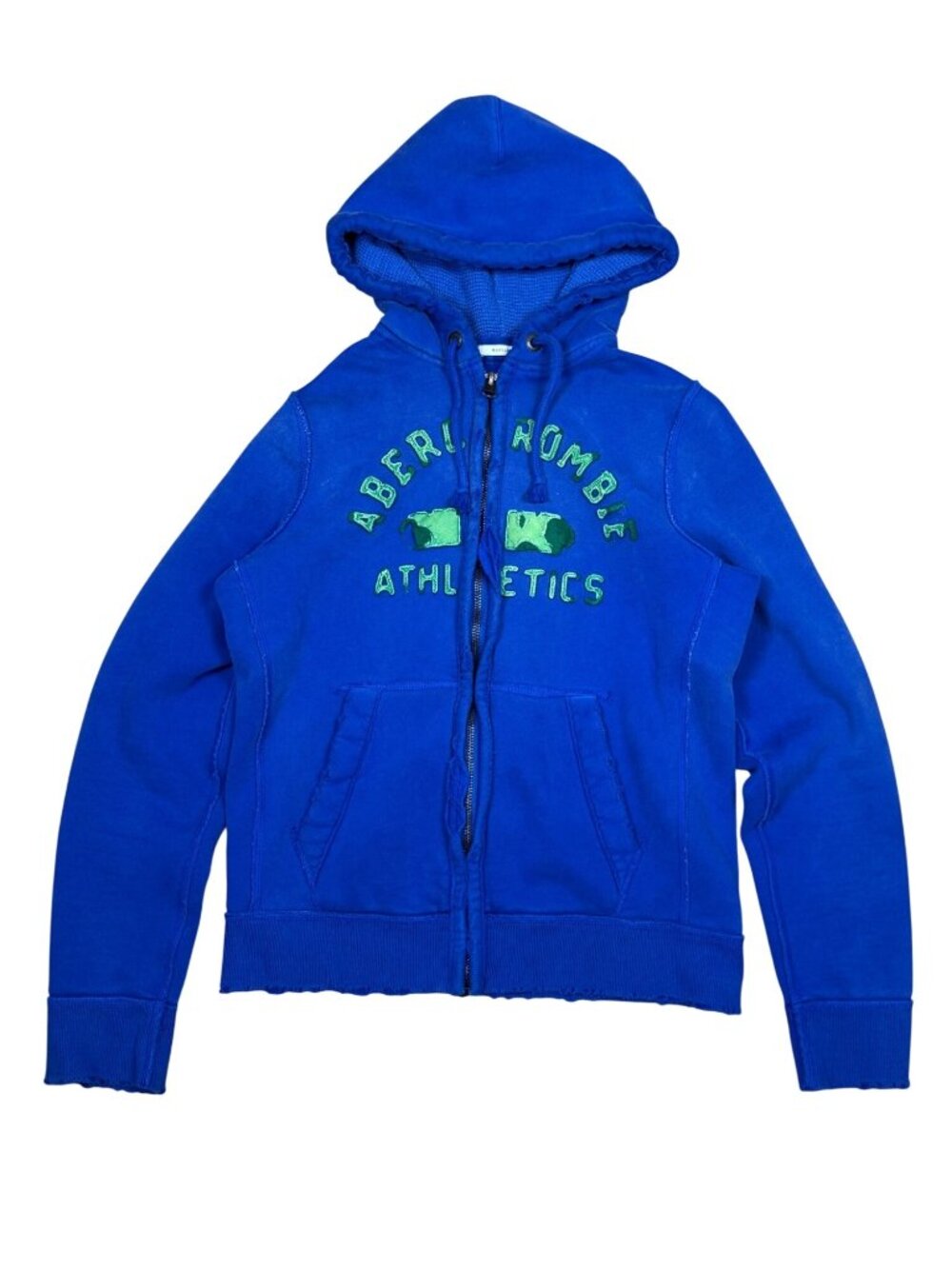 Vintage Abercrombie & Fitch Thermal Hoodie Mens XXL Blue Full Zip Distressed Mus